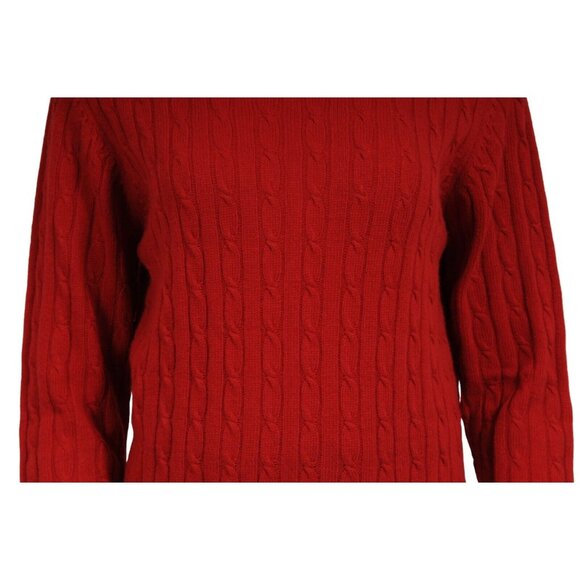 Sutton Studio Cashmere Womens Turtleneck Sweater Medium Red Cable Pullover - Picture 4 of 12